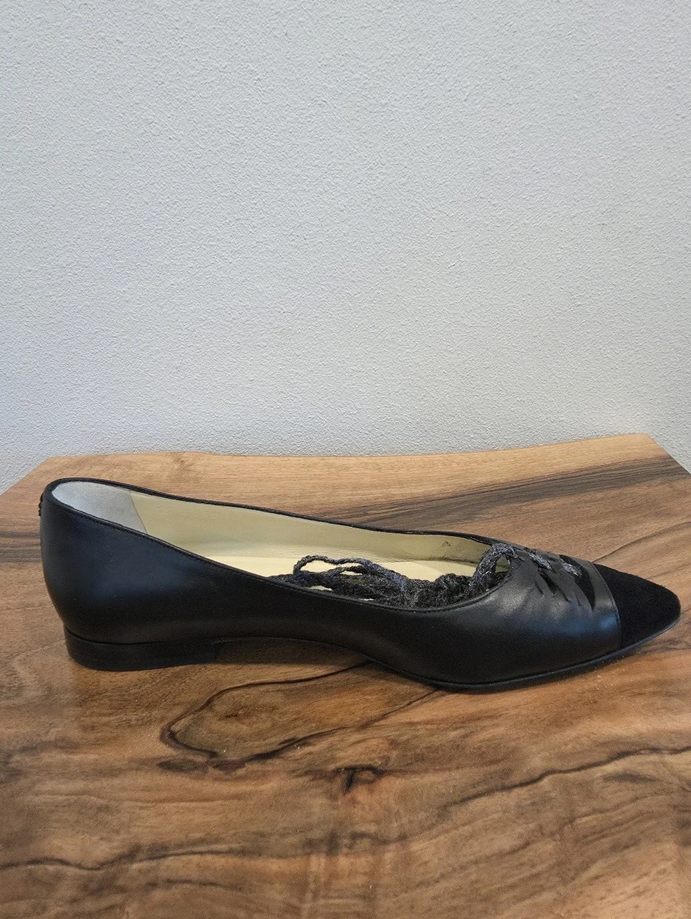 Sarah Flint Lily Ankle Tie Black Leather Flats -NWOT